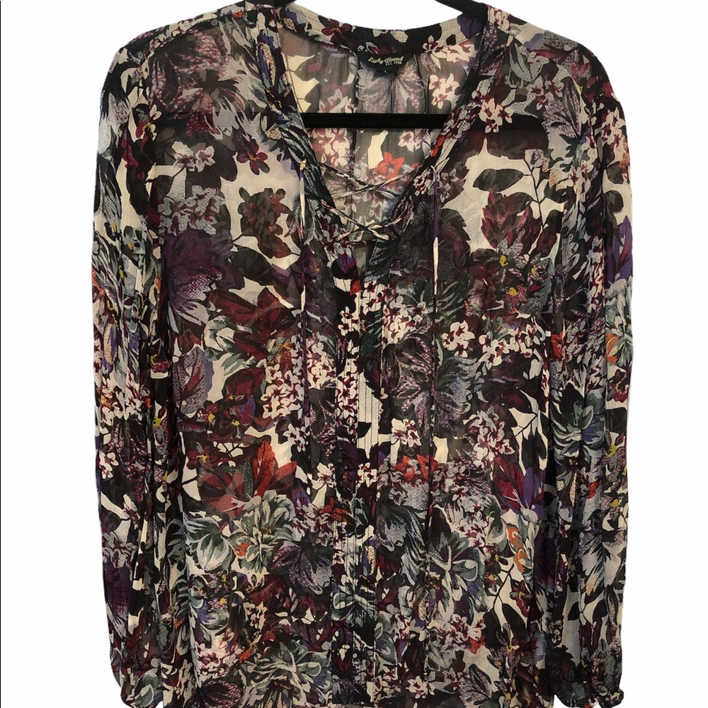 Lucky Brand Sheer Floral Top